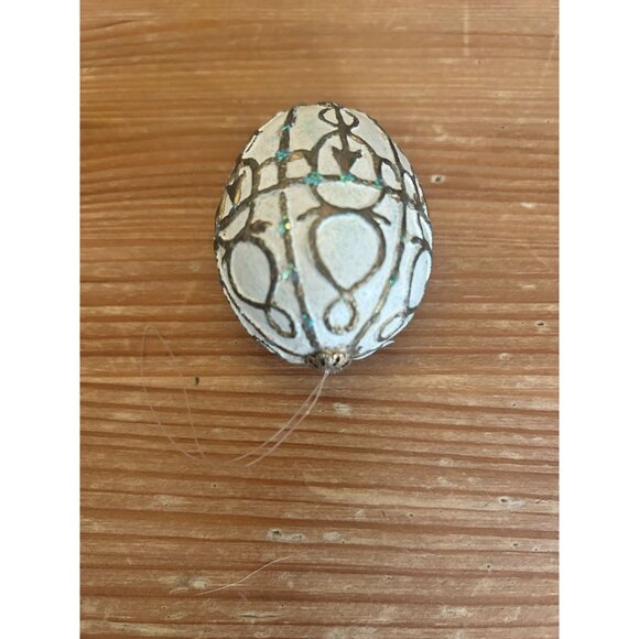 Decorative Hand-Painted Egg Ornament With Intricate Gold & Glitter Design - Picture 2 of 3